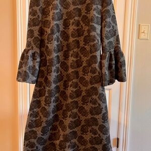Calvin Klein Black Floral Long Sleeve Dress